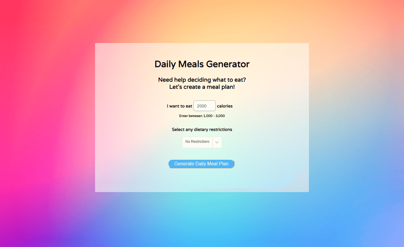 Picture of Meal Generation App